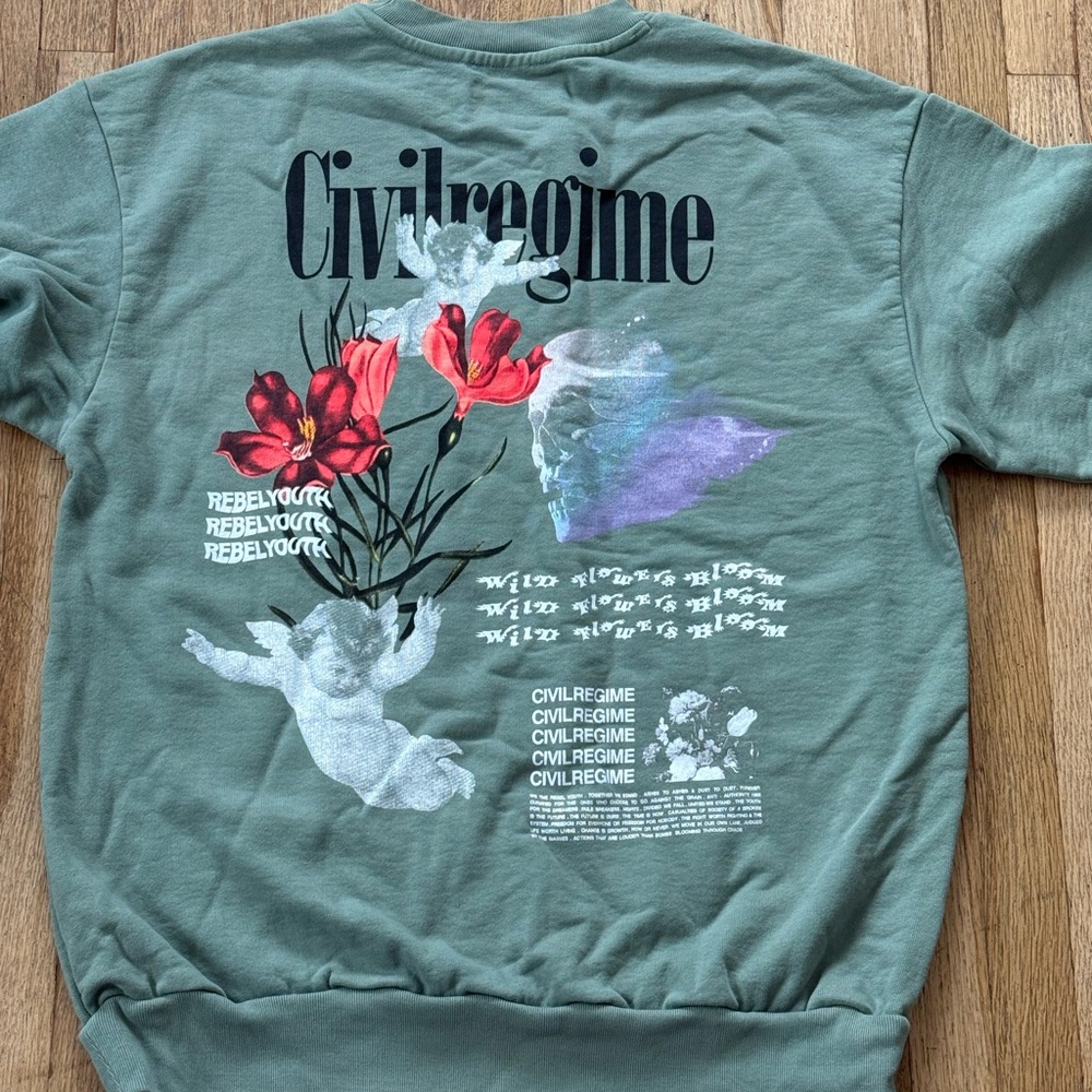 Civil Regime Green Graphic Crew Neck Sweater